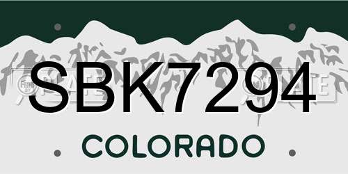 SBK7294 Colorado License Plate