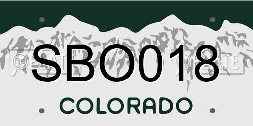 SBO018 Colorado License Plate