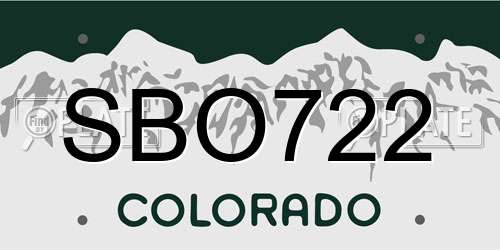 SBO722 Colorado License Plate