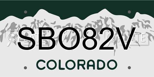 SBO82V Colorado License Plate