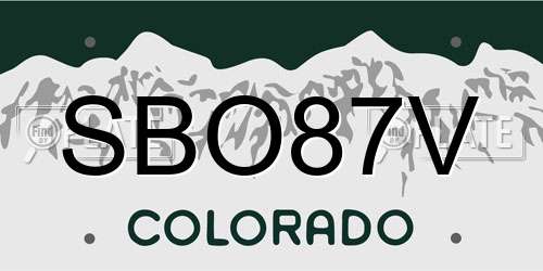 SBO87V Colorado License Plate