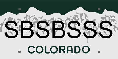 SBSBSSS Colorado License Plate