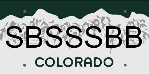 SBSSSBB Colorado License Plate