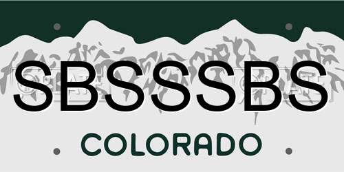 SBSSSBS Colorado License Plate