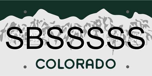 SBSSSSS Colorado License Plate