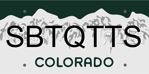 SBTQTTS Colorado License Plate
