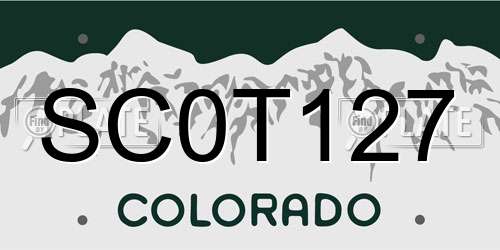 SC0T127 Colorado License Plate