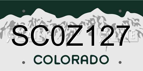 SC0Z127 Colorado License Plate