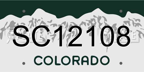SC12108 Colorado License Plate