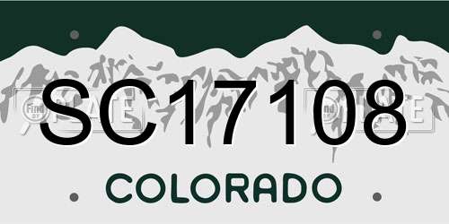 SC17108 Colorado License Plate