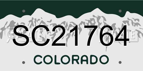 SC21764 Colorado License Plate