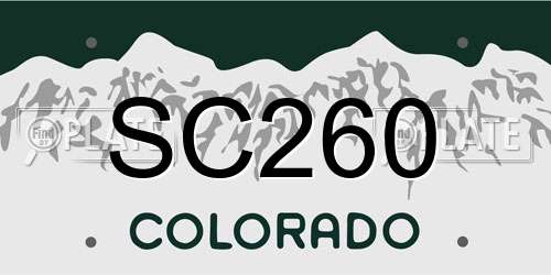 SC260 Colorado License Plate