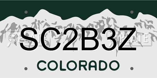 SC2B3Z Colorado License Plate