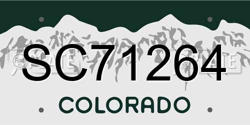 SC71264 Colorado License Plate