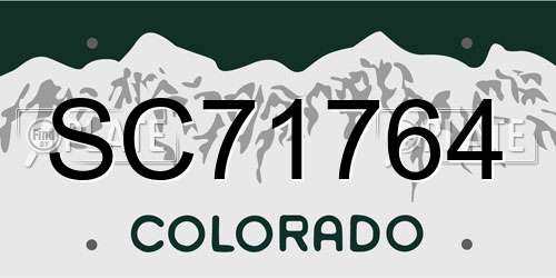 SC71764 Colorado License Plate