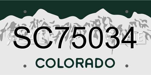 SC75034 Colorado License Plate