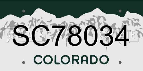 SC78034 Colorado License Plate