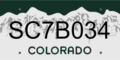 SC7B034 Colorado License Plate