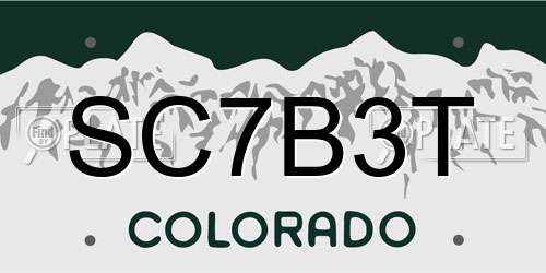 SC7B3T Colorado License Plate