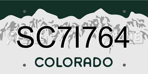 SC7I764 Colorado License Plate