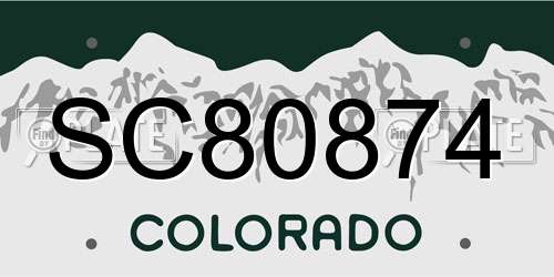 SC80874 Colorado License Plate