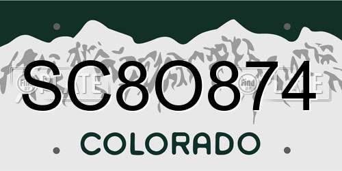 SC8O874 Colorado License Plate