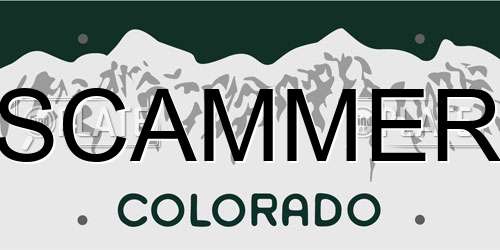 SCAMMER Colorado License Plate