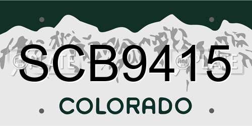 SCB9415 Colorado License Plate
