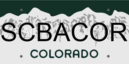 SCBACOR Colorado License Plate