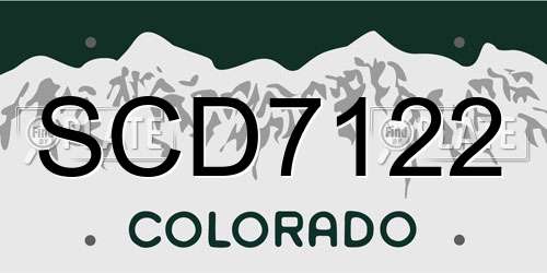 SCD7122 Colorado License Plate