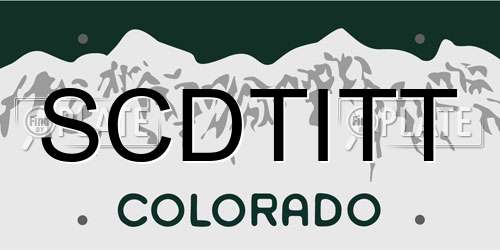SCDTITT Colorado License Plate