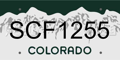 SCF1255 Colorado License Plate