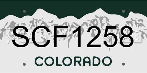 SCF1258 Colorado License Plate