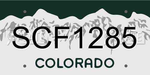 SCF1285 Colorado License Plate