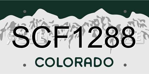 SCF1288 Colorado License Plate