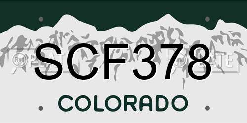 SCF378 Colorado License Plate