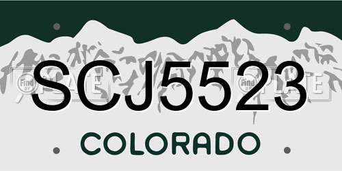 SCJ5523 Colorado License Plate