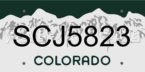 SCJ5823 Colorado License Plate