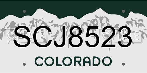 SCJ8523 Colorado License Plate