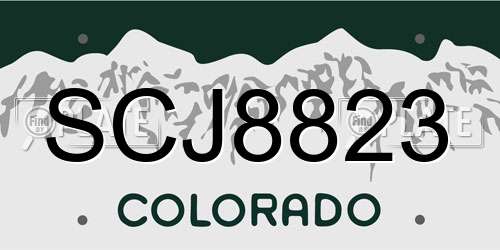 SCJ8823 Colorado License Plate