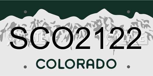 SCO2122 Colorado License Plate