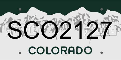 SCO2127 Colorado License Plate
