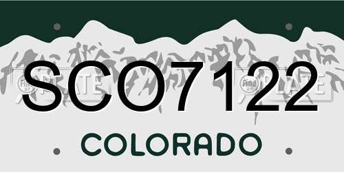 SCO7122 Colorado License Plate
