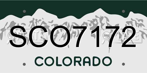 SCO7172 Colorado License Plate
