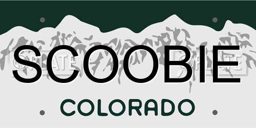 SCOOBIE Colorado License Plate