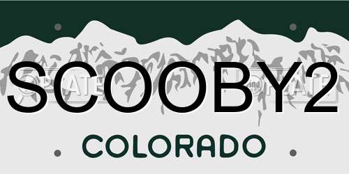 SCOOBY2 Colorado License Plate