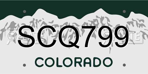 SCQ799 Colorado License Plate