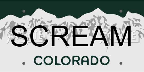 SCREAM Colorado License Plate