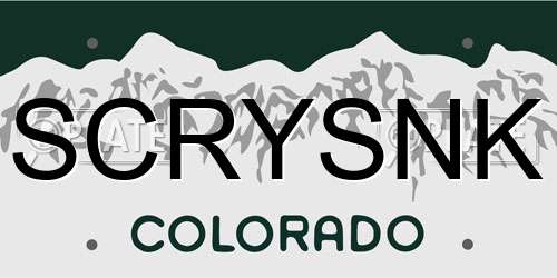 SCRYSNK Colorado License Plate