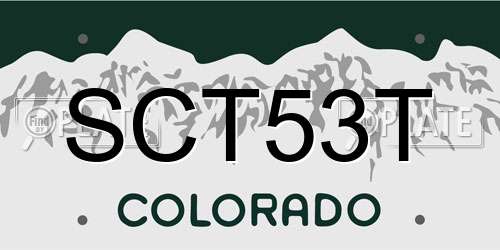 SCT53T Colorado License Plate